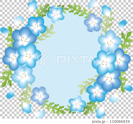 フレーム　あしらい　飾り　額　ネモフィラ　花　コピースペース　背景　イラスト素材セット 110066839