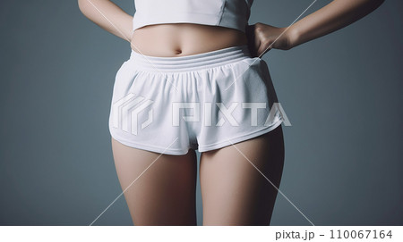 標準体型の女性の体・皮下脂肪・ウエスト・ぽっちゃり体型の女性 110067164