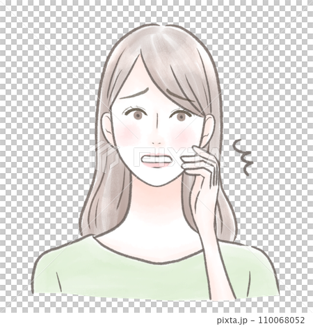 口に手を当てて歯が痛くて困っている女性 110068052