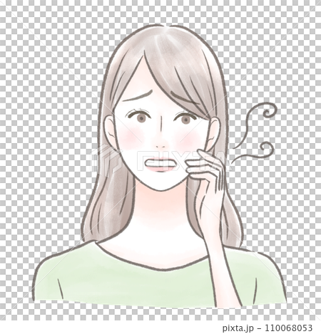 口に手を当てて口臭を気にしている女性 口に手を当てて口臭を気にしている女性 110068053