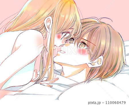 ベッドでたわむれる男女 ベッドでたわむれる男女 110068479