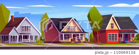 Suburban landscape with countryside house 110069138