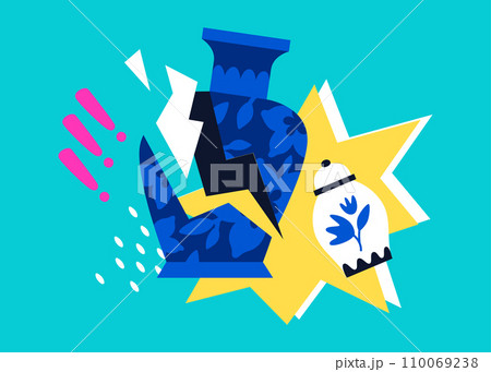 Broken porcelain vase - modern colored vector illustration Broken porcelain vase - modern colored vector illustration 110069238