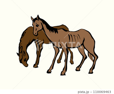 Starving skinny horse. Vector drawing 110069463