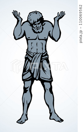 Atlas keeps the earth on their shoulders. Vector drawing silhouette Atlas keeps the earth on their shoulders. Vector drawing silhouette 110069562