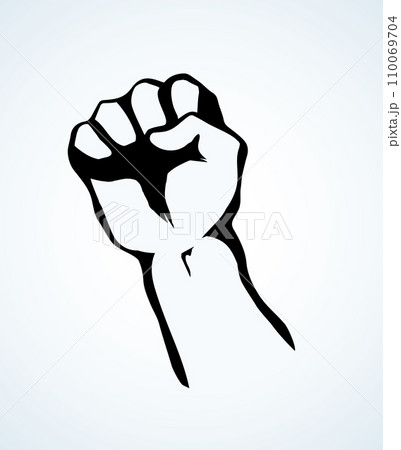 Superman's hand with an elongated fist. Vector drawing 110069704