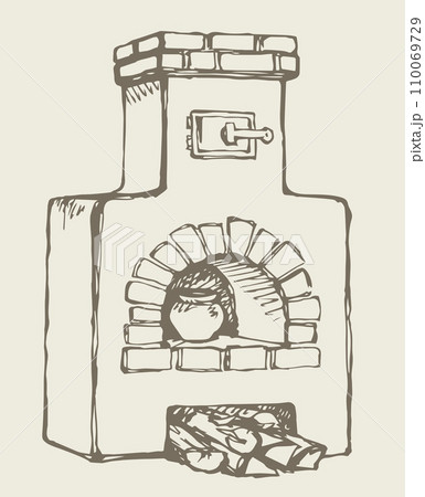 Old Russian stove. Vector drawing Old Russian stove. Vector drawing 110069729