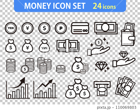 與金錢相關的圖標集 24 個摘要 與金錢相關的圖標集 24 個摘要 110069803