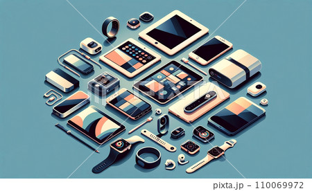 フラットデザインのガジェット【AI生成】 110069972