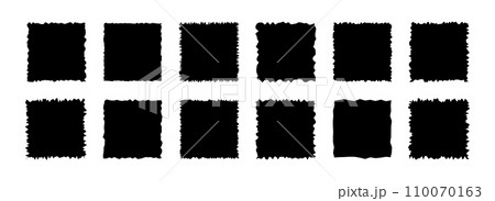 Rectangles paper with roughly torn edges. Jagged geometric shapes for stickers, tags and labels. Isolated vector illustration on white background. 110070163