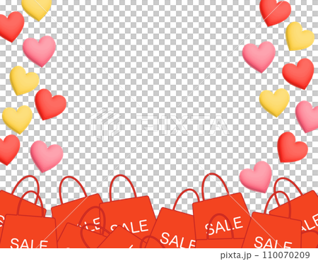 ハート セール フレーム背景素材 赤 ハート セール フレーム背景素材 赤 110070209