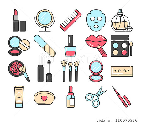 Set of beauty products icons vector isolated Set of beauty products icons vector isolated 110070556
