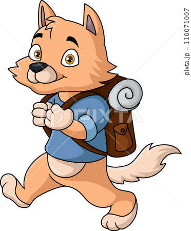 Cute fox traveler cartoon with bag 110071007