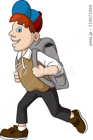 Cute little boy cartoon on white background 110071008