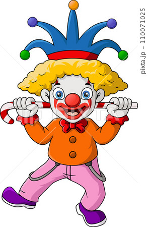 Cute clown cartoon on white background 110071025