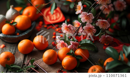 Harmony in Red and Gold: A Grand Lunar Festivity Marking the Year of Abundance, Joy, and Prosperity in a Tapestry of Traditional Delights. 110071361