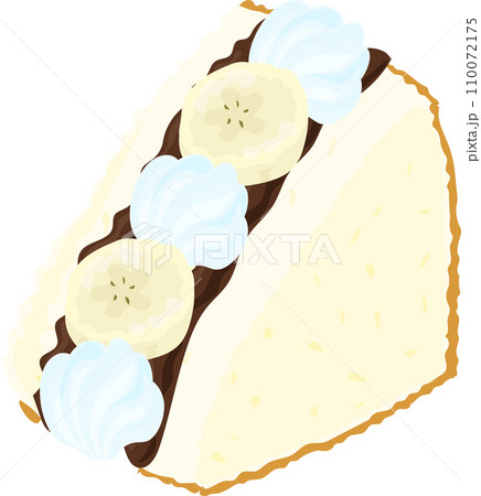 バナナや生クリームやチョコレートなどを使った美味しそうな可愛いサンドイッチのアイコン 110072175
