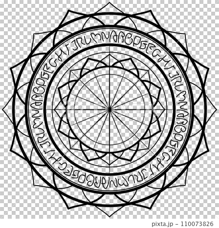 Flower magic circle, otherworldly handwritten letters 110073826