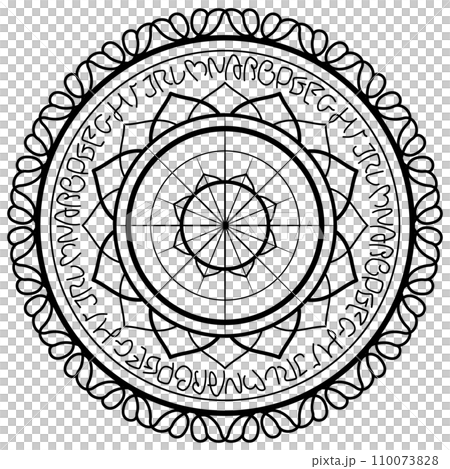 Flower magic circle, otherworldly handwritten letters 110073828