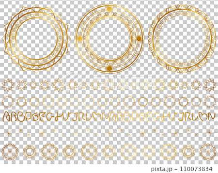 魔法陣の飾り罫セット6　ゴールド 110073834