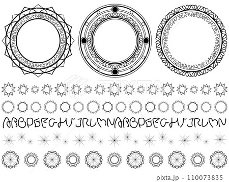 魔法陣の飾り罫セット6　ブラック 110073835