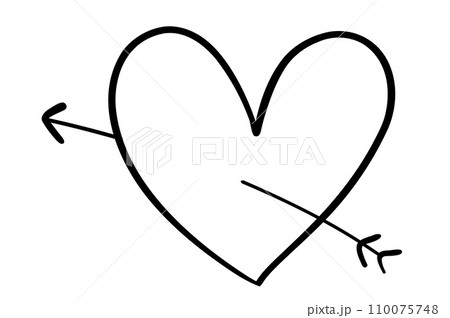 Hand drawn line heart on white background. 110075748