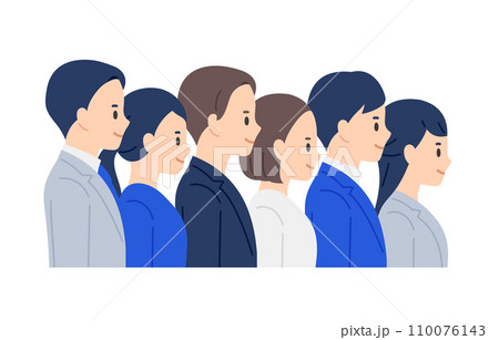 右を向いて並ぶビジネスパーソン男女のセット【人物ベクターイラスト素材】 右を向いて並ぶビジネスパーソン男女のセット【人物ベクターイラスト素材】 110076143