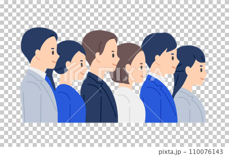 右を向いて並ぶビジネスパーソン男女のセット【人物ベクターイラスト素材】 右を向いて並ぶビジネスパーソン男女のセット【人物ベクターイラスト素材】 110076143