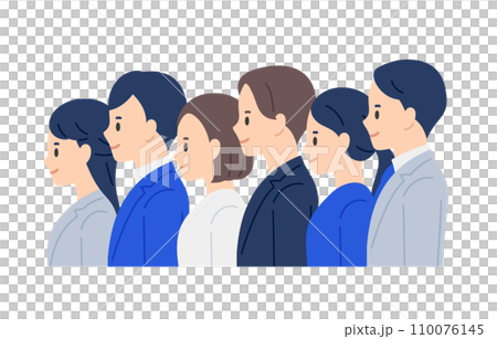 Set of business people and men lining up facing left [People vector illustration material] 110076145