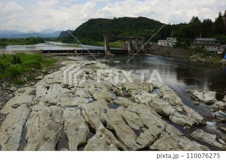 佐貫頭首工の堤体と鬼怒川 佐貫頭首工の堤体と鬼怒川 110076275