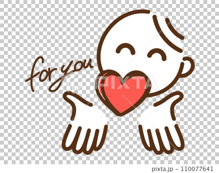 Illustration of a simple person sending a heart Illustration of a simple person sending a heart 110077641