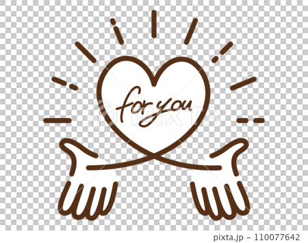 一隻手發送一顆發光的心的插圖 一隻手發送一顆發光的心的插圖 110077642