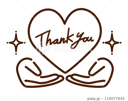 Thank youのハートと手のイラスト 110077645