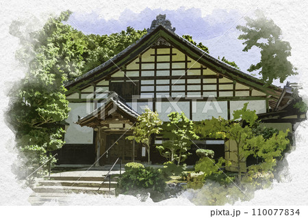 水彩画風　小浜　高成寺　庫裏　福井県小浜市 110077834
