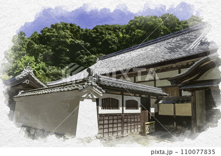 水彩画風　小浜　高成寺　庫裏　福井県小浜市 110077835