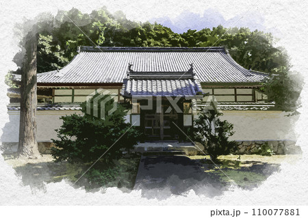 水彩画風　小浜　高成寺　寺務所　福井県小浜市 110077881