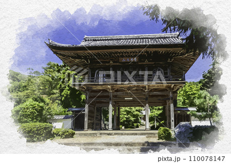 水彩画風 小浜 高成寺 楼門 福井県小浜市 水彩画風 小浜 高成寺 楼門 福井県小浜市 110078147