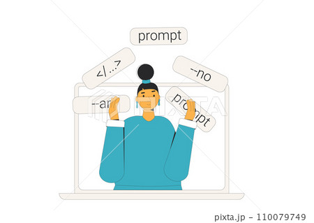 Prompt engineering. Artificial general intelligence. Vector illustration. Prompt engineering. Artificial general intelligence. Vector illustration. 110079749