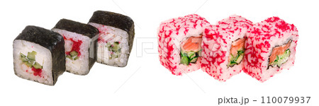 sushi roll isolated on white background without a shadow sushi roll isolated on white background without a shadow 110079937
