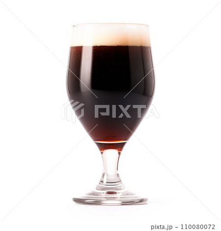 Dark Beer in a stout glass on a white background. Mugs with drink like Ipa, Pale Ale, Pilsner, Porter or Stout 110080072