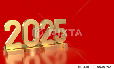 The gold number 2025 for Business concept 3d rendering. The gold number 2025 for Business concept 3d rendering. 110080792