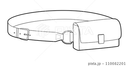 Belt Bag silhouette. Fashion accessory technical illustration. Vector satchel front 3-4 view for Men, women 110082201