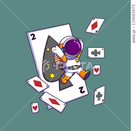 Cute Astronaut jumping from many cards. Science Technology Icon Concept of illustration Cute Astronaut jumping from many cards. Science Technology Icon Concept of illustration 110083473
