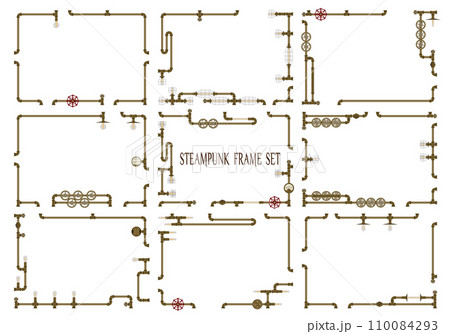 スチームパンクな配管フレームセット　銅　ベタ塗り 110084293