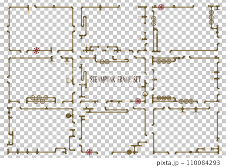 スチームパンクな配管フレームセット　銅　ベタ塗り 110084293