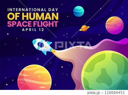 International Day of Human Space Flight Vector Illustration on 12 April with Astronaut Standing on the Moon, Transmitter Satellites and Planets International Day of Human Space Flight Vector Illustration on 12 April with Astronaut Standing on the Moon, Transmitter Satellites and Planets 110084451