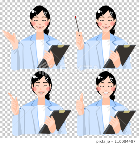 笑顔で説明するお医者さんセット 110084487