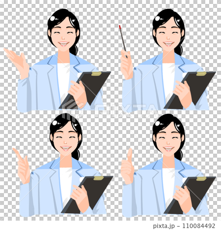笑顔で説明するお医者さんセット 110084492