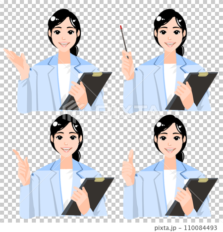 笑顔で説明するお医者さんセット 110084493