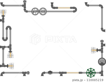 スチームパンクな配管フレーム 鉄 ベタ塗り スチームパンクな配管フレーム 鉄 ベタ塗り 110085219